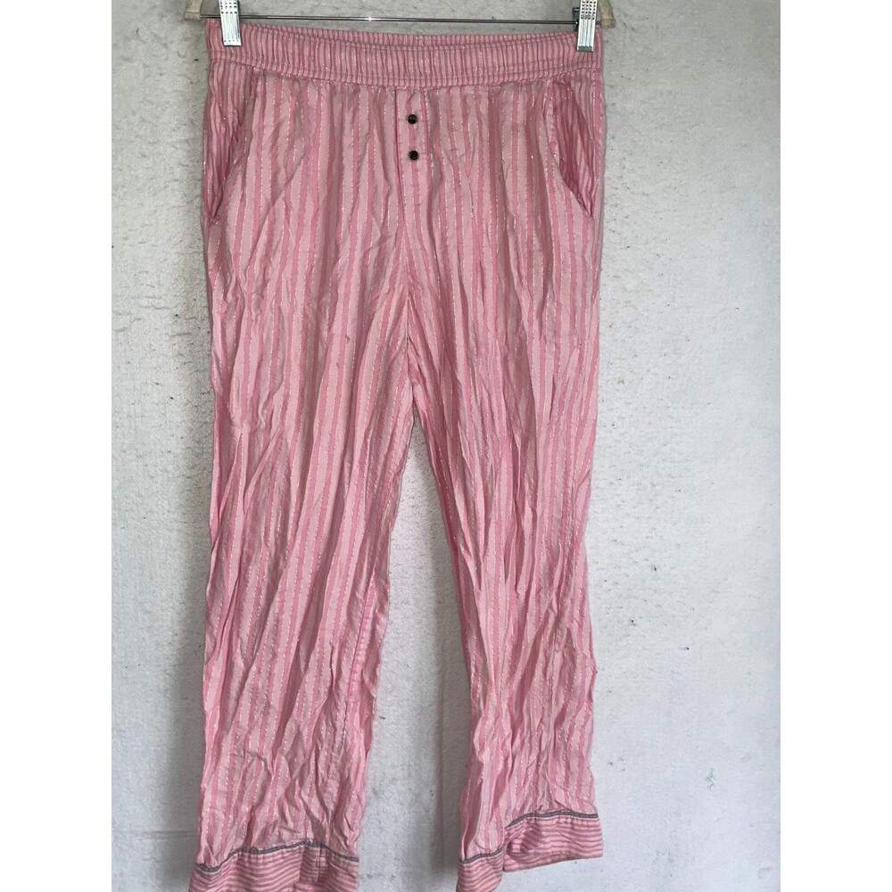 Victoria Secret pajama pants S Short women's lightweight flannel pink striped